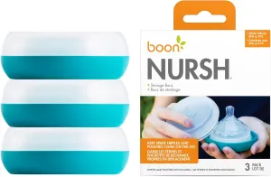 Boon Baby Bottle Storage Buns - Travel Holders for Nursh Bottles - Blue and White, 3 Count