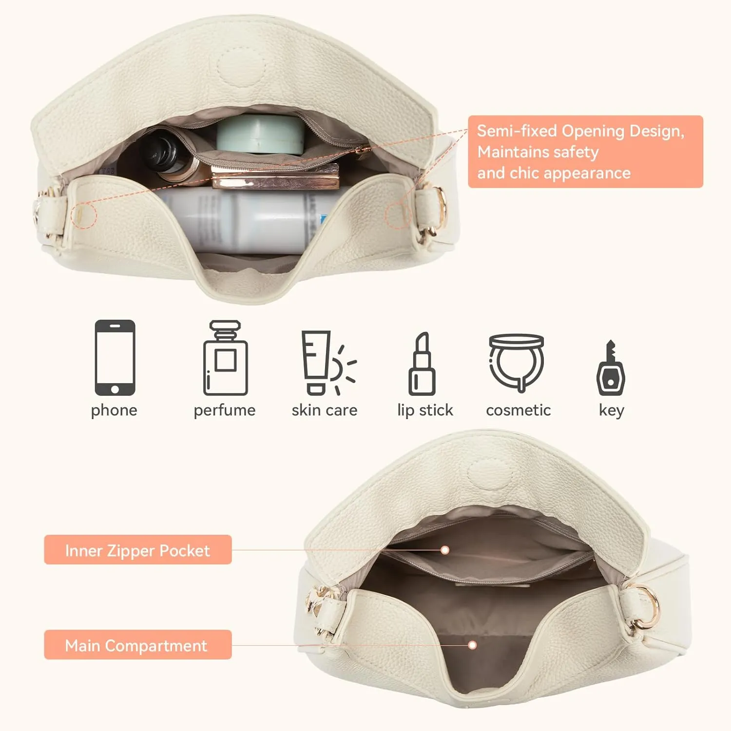 BOSTANTEN Crossbody Purse Small Crescent Shoulder Bags for Women Trendy Hobo Clutch Handbag Removable Strap