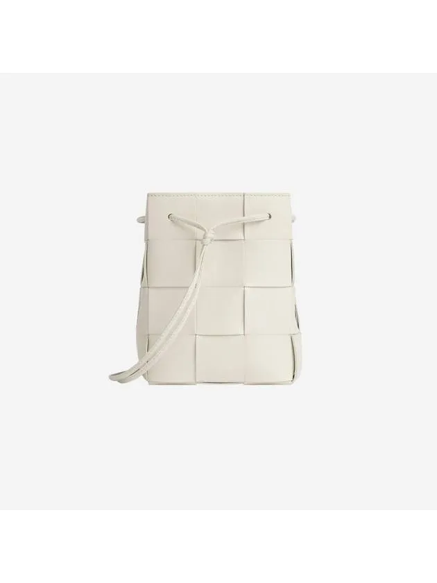 Bottega Veneta Intrecciato Cassette Small Bucket Bag White