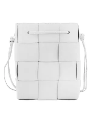 Bottega Veneta Intrecciato Cassette Small Bucket Bag White