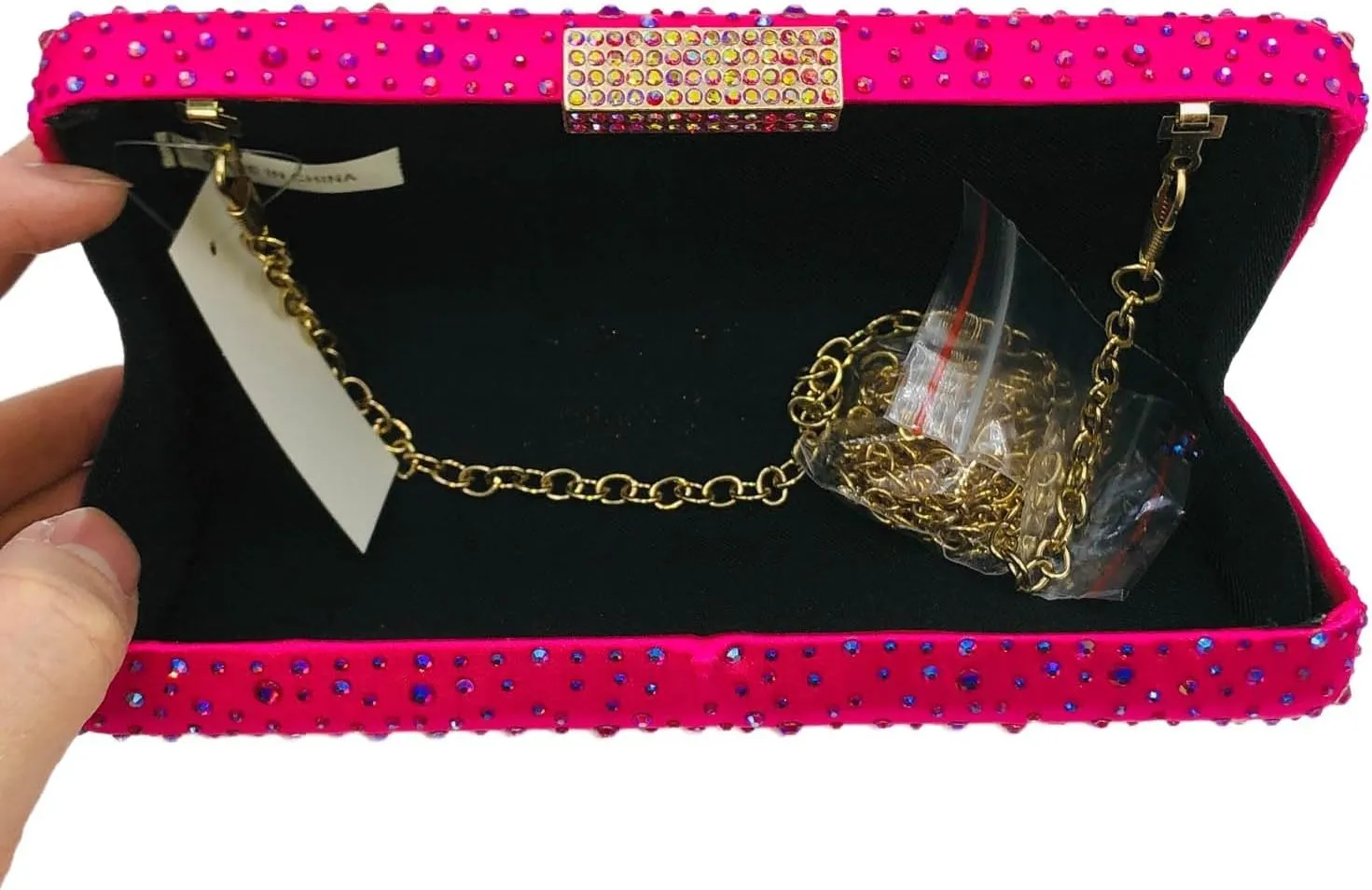Boutique De FGG Elegant Women Crystal Clutch Purse Formal Evening Bags Wedding Handbags Cocktail Rhinestone Clutch Purse,Mini