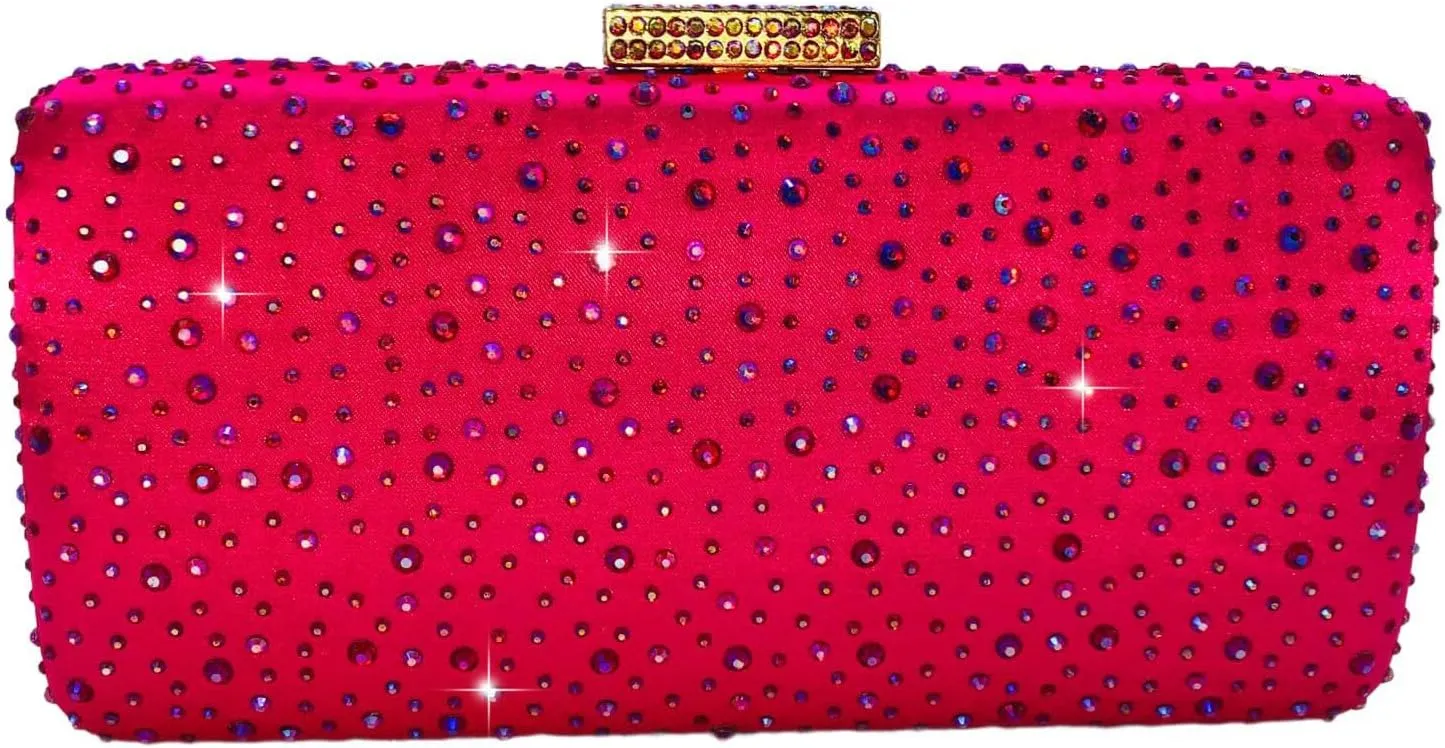 Boutique De FGG Elegant Women Crystal Clutch Purse Formal Evening Bags Wedding Handbags Cocktail Rhinestone Clutch Purse,Mini