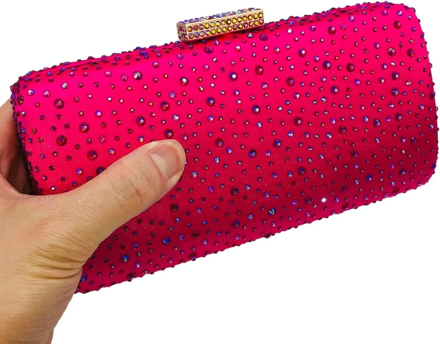Boutique De FGG Elegant Women Crystal Clutch Purse Formal Evening Bags Wedding Handbags Cocktail Rhinestone Clutch Purse,Mini
