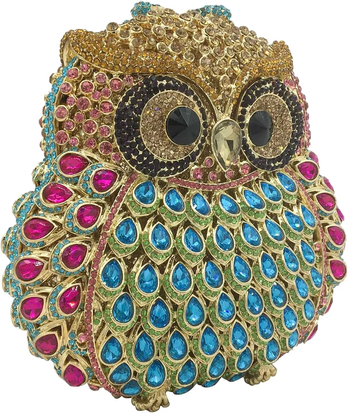 Boutique De FGG Owl Crystal Clutch Bag Animal Evening Handbags Women Formal Party Rhinestone Clutch Purse,Mini