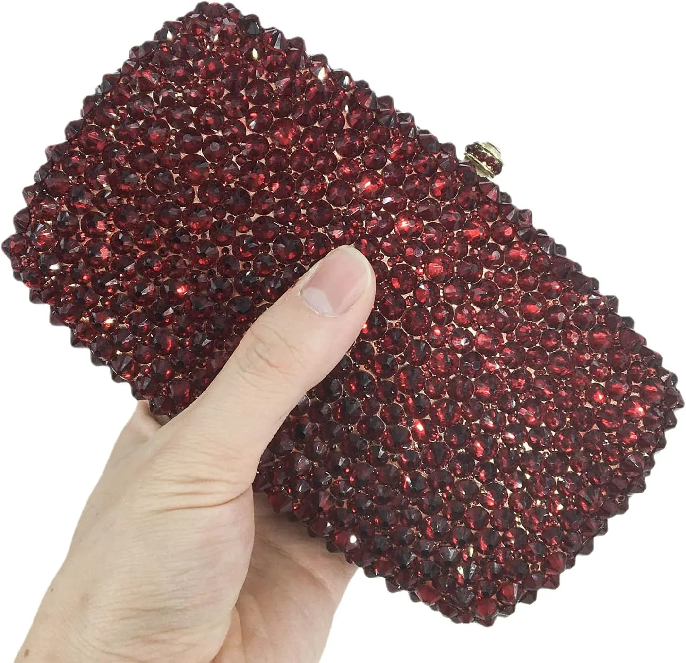 Boutique De FGG Rhinestone Clutch Bag with Spikes Bling Evening Handbags Crystal Clutch Purses for Women Wedding Party,Mini