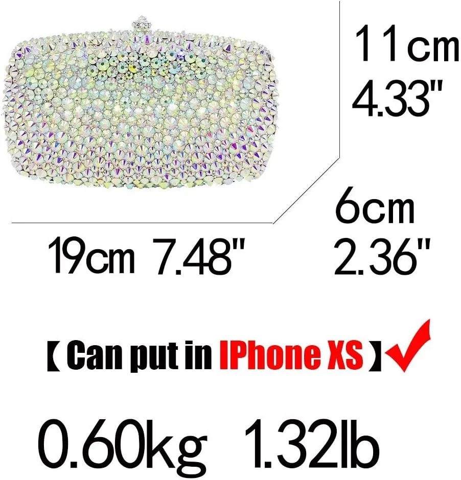 Boutique De FGG Rhinestone Clutch Bag with Spikes Bling Evening Handbags Crystal Clutch Purses for Women Wedding Party,Mini