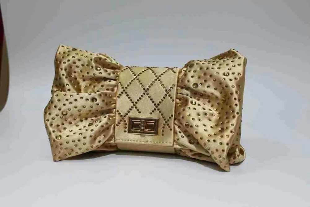 Bow Clutch Purses Women 2025 Pleated Evening Bag Formal Vintage Rhinestone Satin Handbags for Bridal Wedding Party