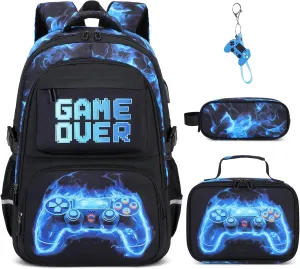 Boys Backpack for School, 3PCS Cool Luminous Backpack for Boys with Lunch Bag Pencil Case, Kids School Bookbag Teen Boys Backpacks for Kindergarten Elementary Middle School