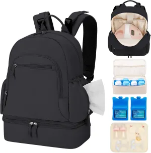 Breast Pump Backpack Fit for Spectra S1/S2 with Removable Cooler Compartment, Breast Pump Bag Fit Pump Accessories for Working & Nursing Moms, Breast Milk Cooler Bag for Travel and Family Use Black