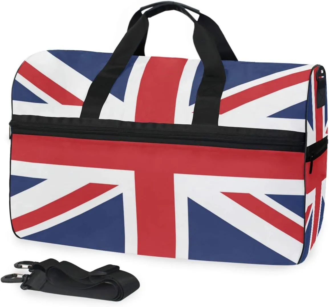 British Flag Union Jack Travel Duffel Bag for Women Men Sport Gym Bag with Shoes Compartment Overnight Weekend Bag