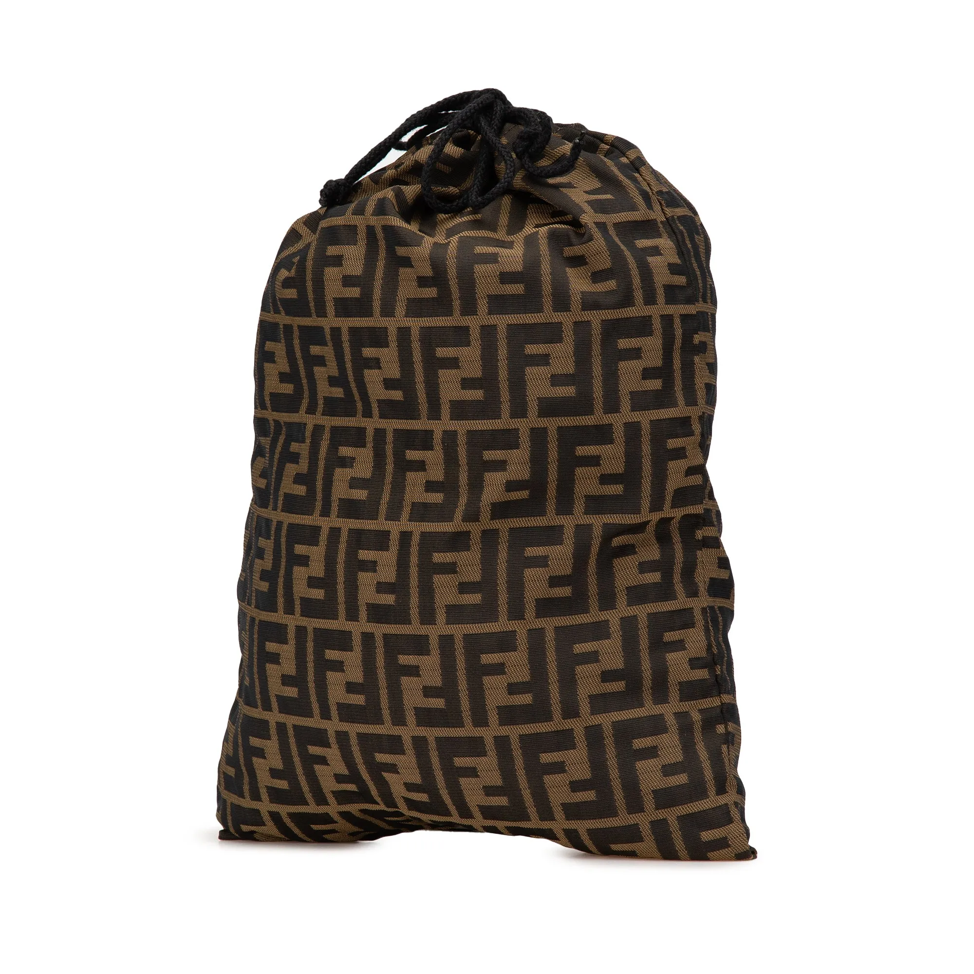 Brown Fendi Zucca Canvas Drawstring Bag