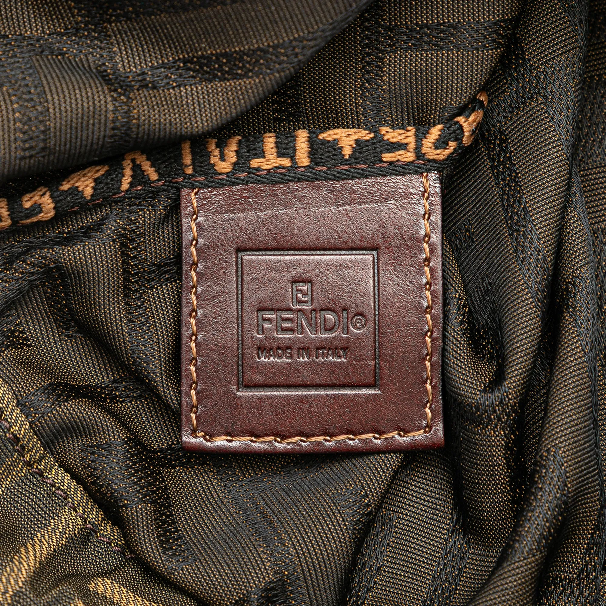Brown Fendi Zucca Canvas Drawstring Bag