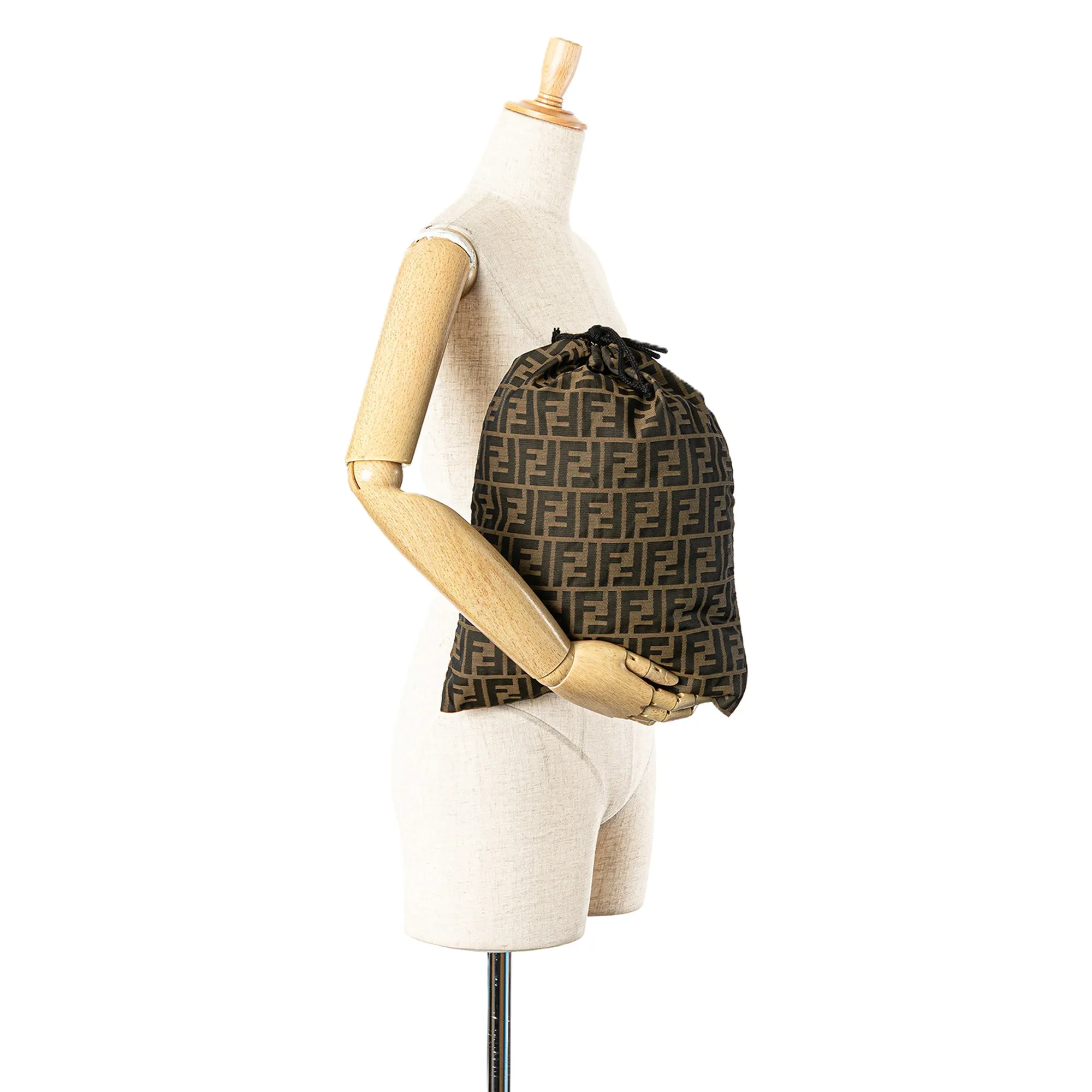 Brown Fendi Zucca Canvas Drawstring Bag