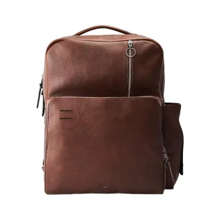 Brown Leather Diaper Bag Backpack, Multi Functional, W/Changing Pad, Modern, Baby Supplies, For Mom/Dad, For Boy/Girl, Neutral, Water Resistant Lining, Easy to Clean, Baby Shower Gift, Gifts for Dads