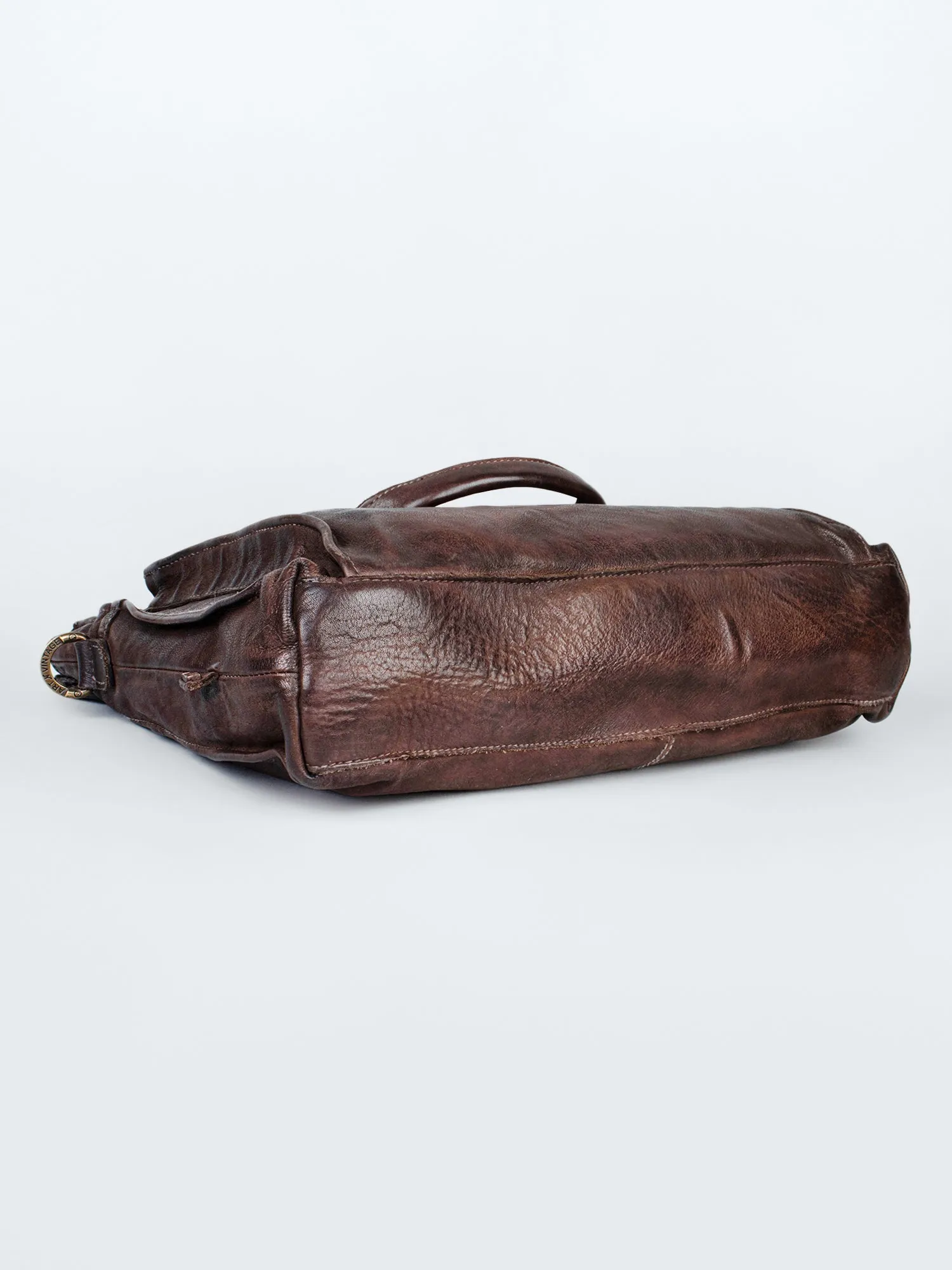 Brown Leather Laptop Bag By Art N Vintage