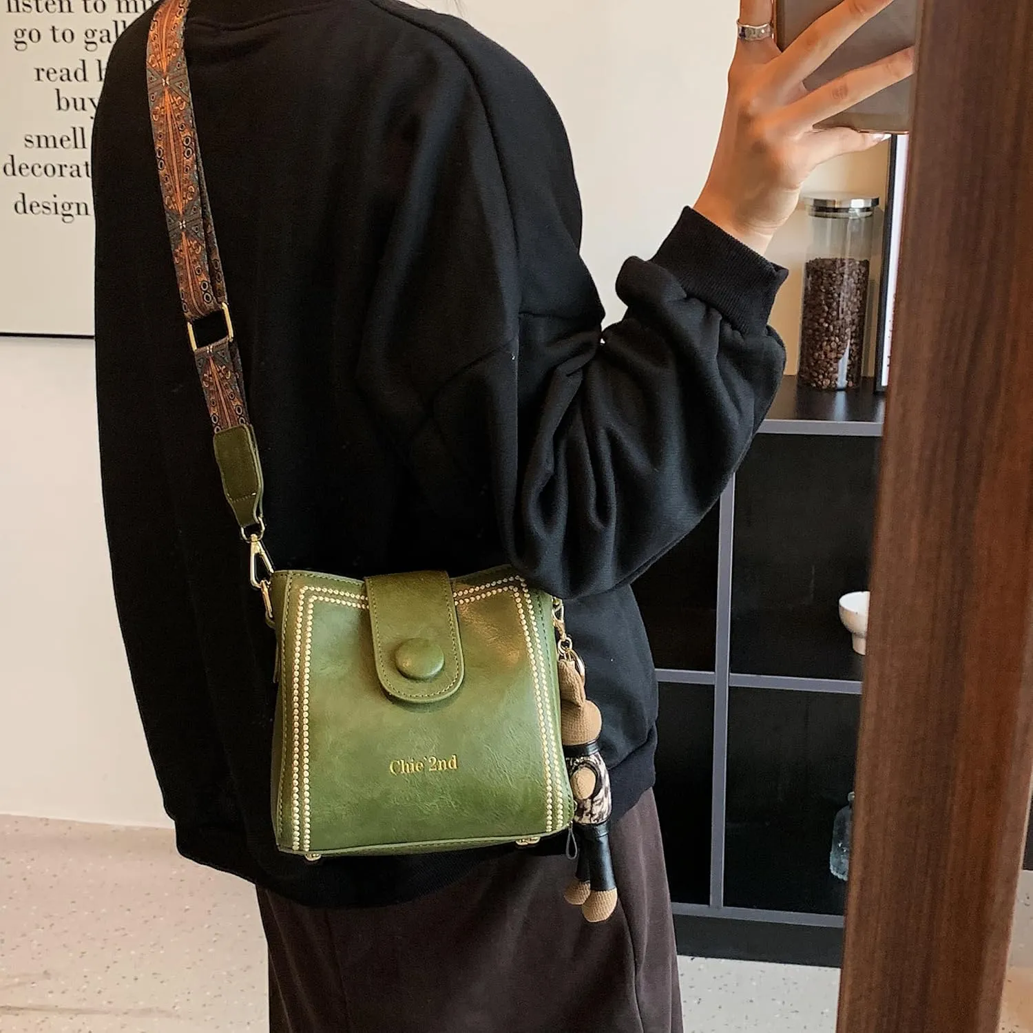 Bucket Bag For Women Vintage Crossbody Bag With Adjustable Wider Strap Small Shoulder Bags Pu Leather Fashion Retro