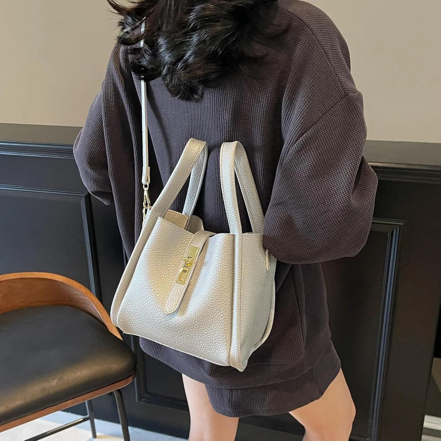 Bucket Bag for Women,Trendy Bucket Crossbody Bag Small Vintage Elegant Tote Bag Women's Shoulder Handbags Cluth Purse