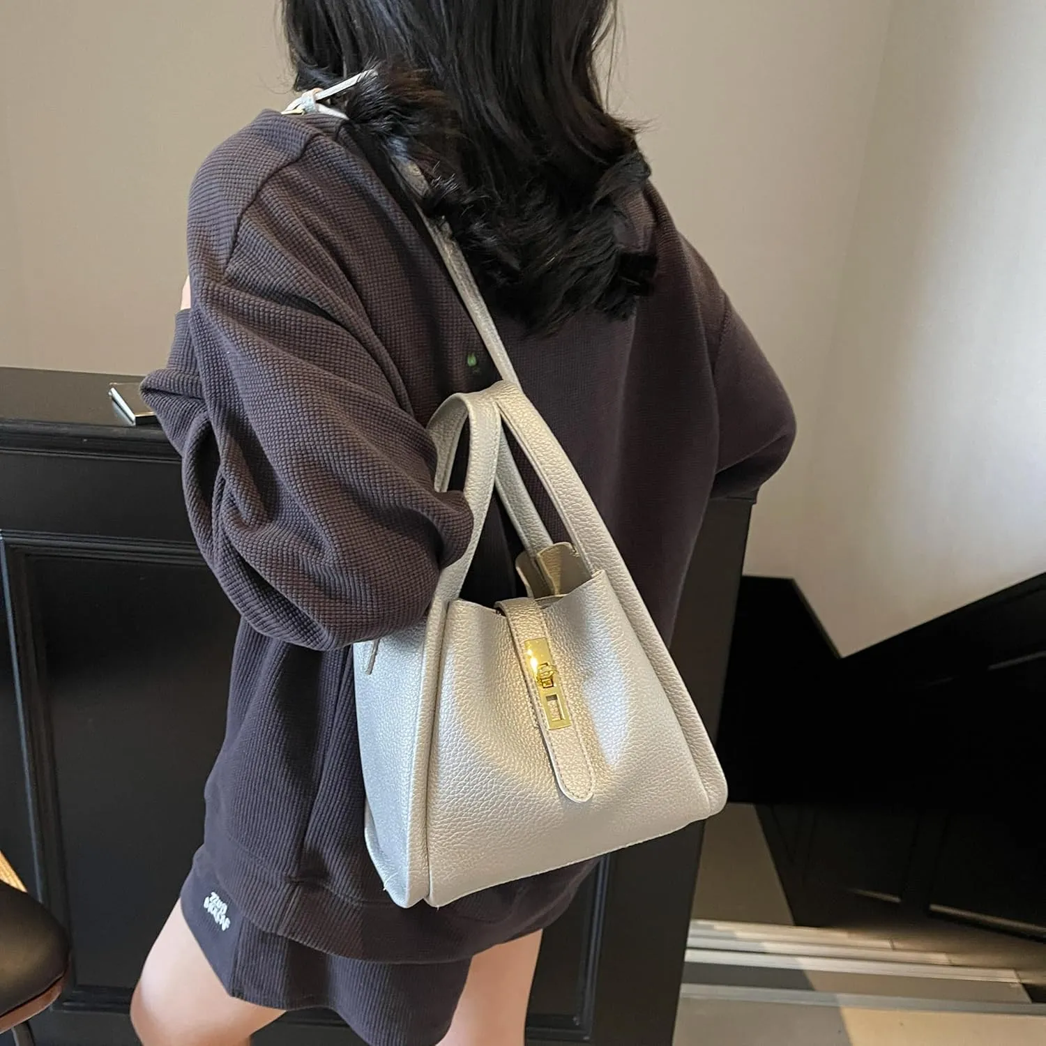 Bucket Bag for Women,Trendy Bucket Crossbody Bag Small Vintage Elegant Tote Bag Women's Shoulder Handbags Cluth Purse