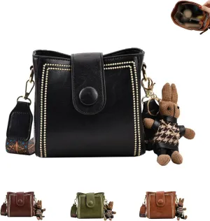 Bucket Bag, Vintage Fashion Bag with Wide Adjustable Shoulder Strap, Vintage Small Bucket for Women
