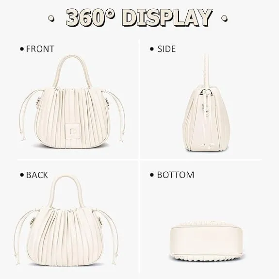 Bucket Bags for Women Drawstring Pleated Shoulder Handbag Hobo Crossbody Bucket Purses