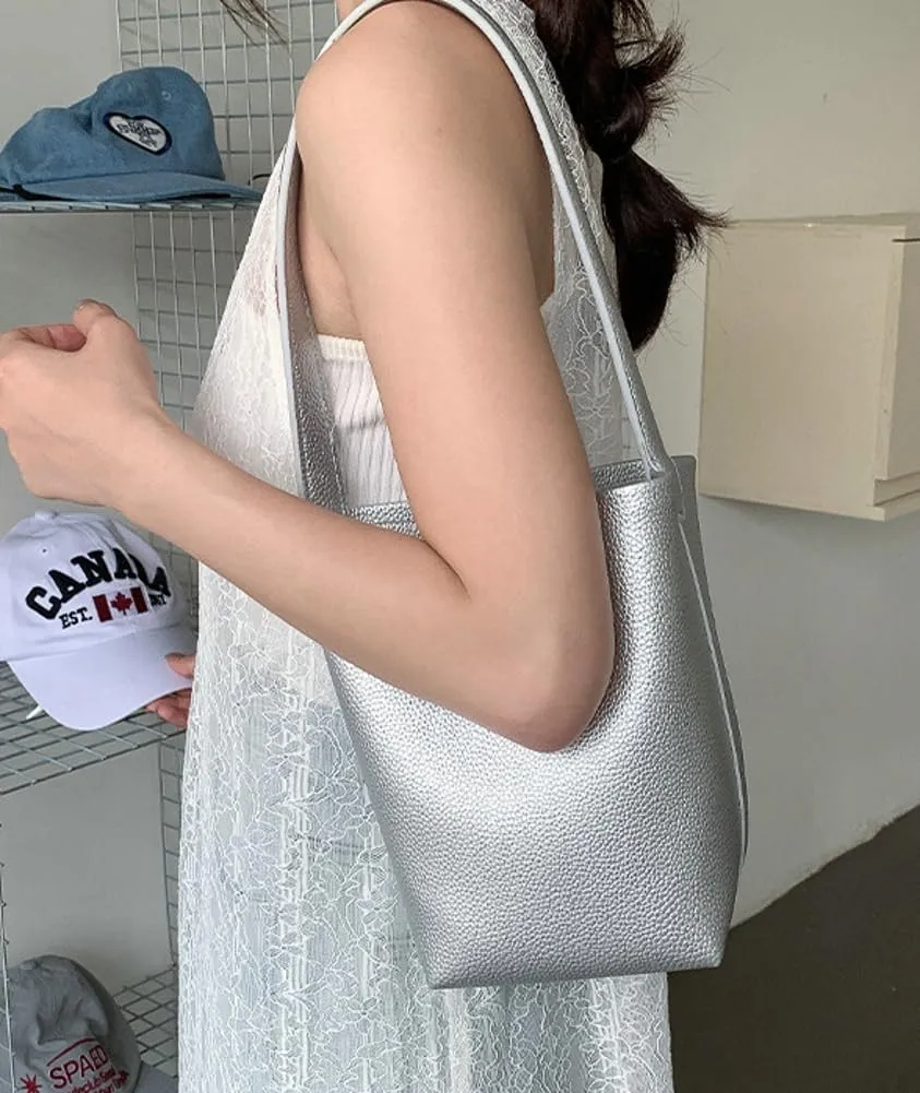 Bucket Handbag for Women Vegan Leather Shoulder Purses Casual Tote Bag for Work Top Handle Bag with Drawstring Purse
