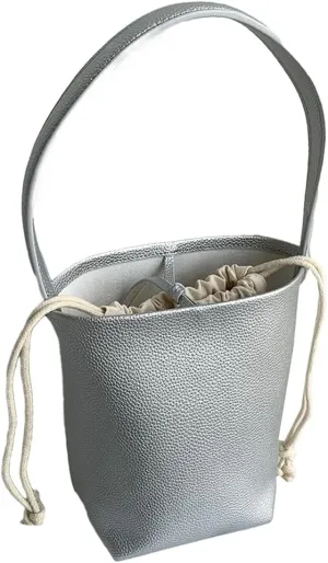 Bucket Handbag for Women Vegan Leather Shoulder Purses Casual Tote Bag for Work Top Handle Bag with Drawstring Purse