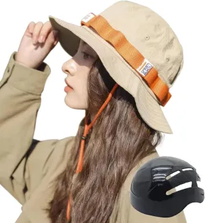 Bucket Hat with Bicycle Helmet Unisex Breathable Wide Brim Visor Sun Hats Head Protection Bike Helmets for Adults
