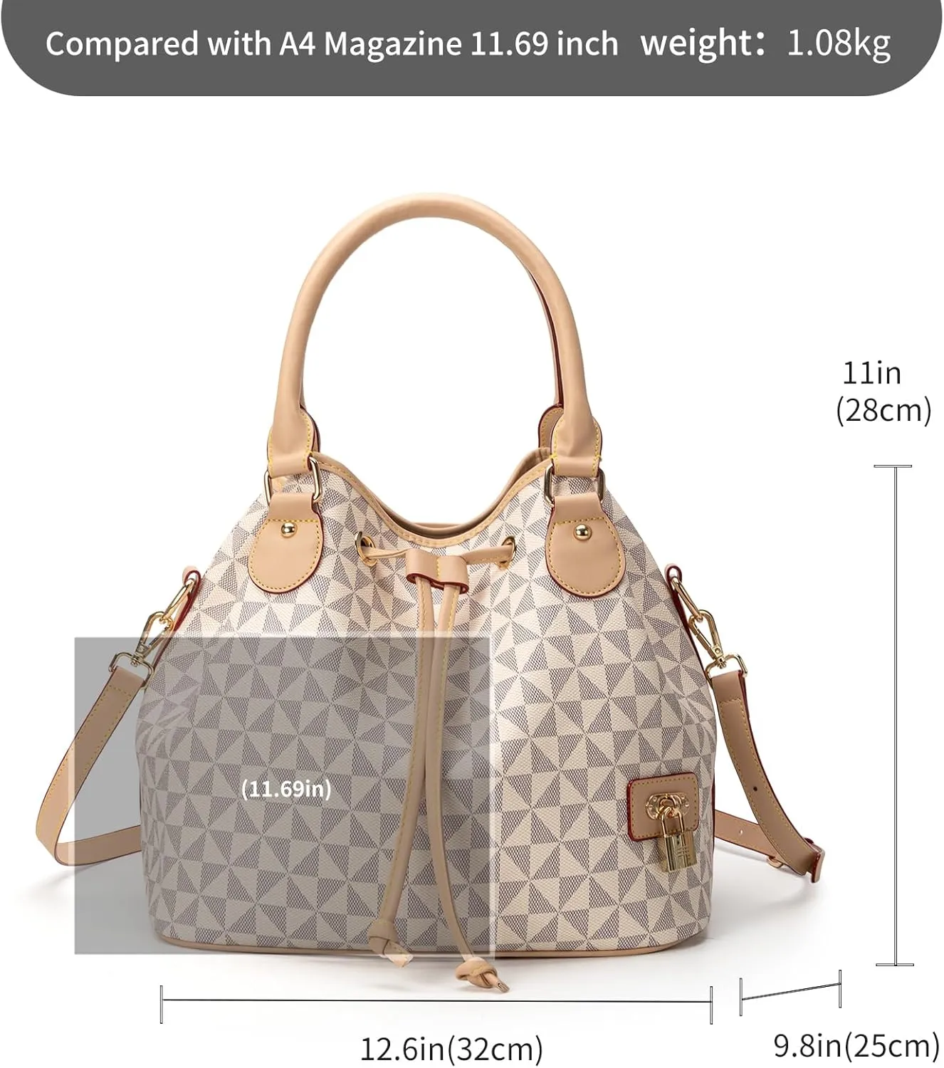 Bucket Purse for Women With Chic West Hobo Style, Drawstring Shoulder Handbag, Tote Featuring Pockets Design
