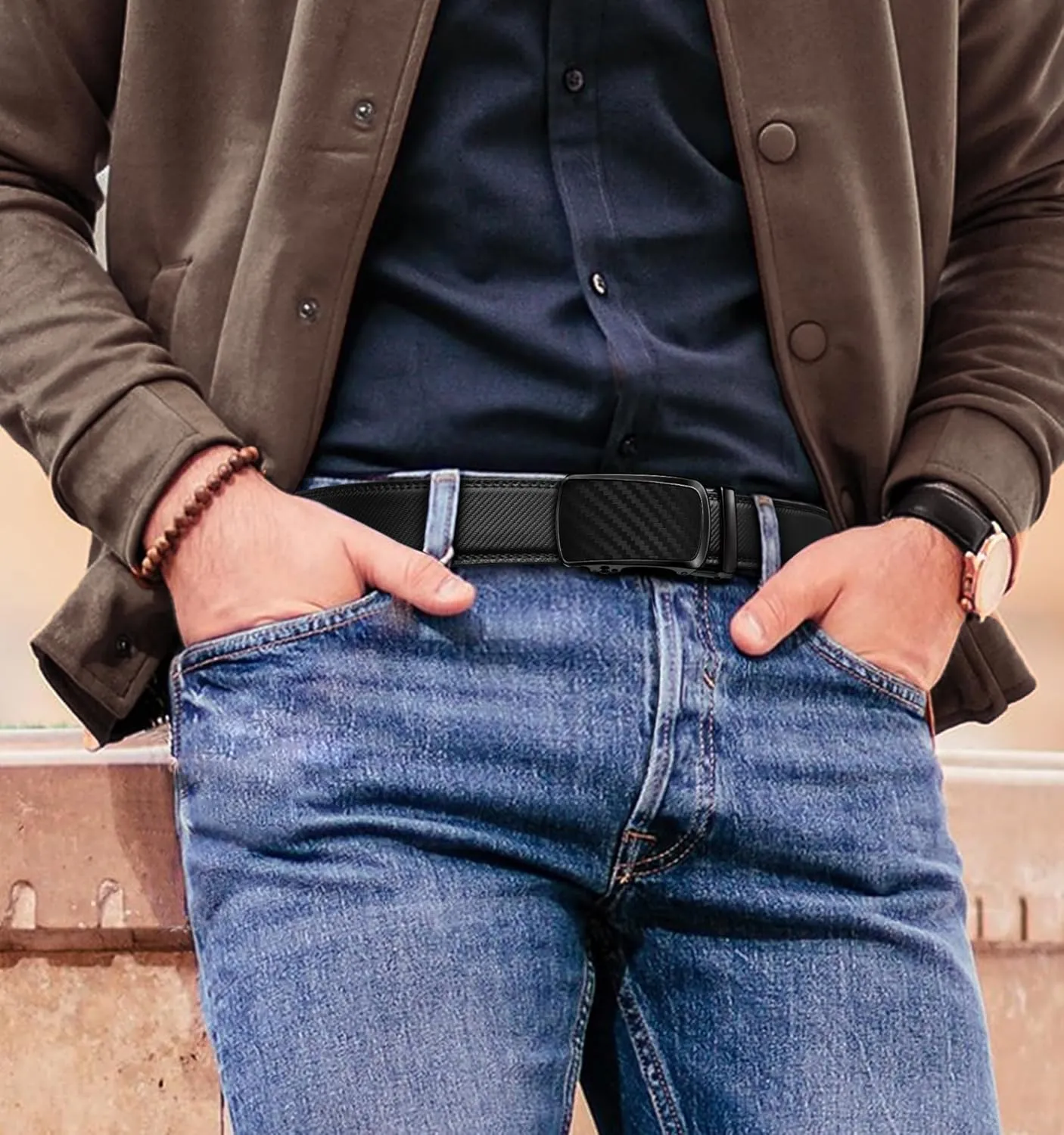BULLIANT Men's Belt,Brand Ratchet Belt Of Genuine Leather For Gift Men Dress,Size Customized