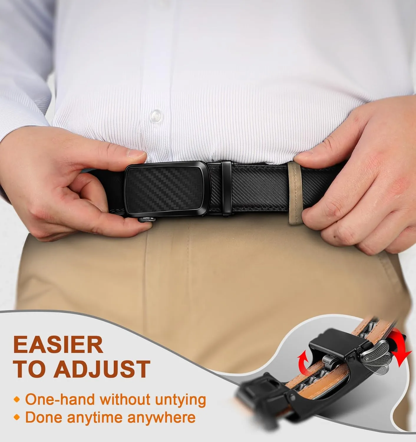 BULLIANT Men's Belt,Brand Ratchet Belt Of Genuine Leather For Gift Men Dress,Size Customized