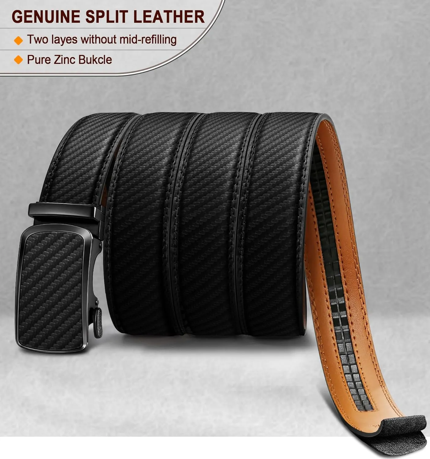 BULLIANT Men's Belt,Brand Ratchet Belt Of Genuine Leather For Gift Men Dress,Size Customized