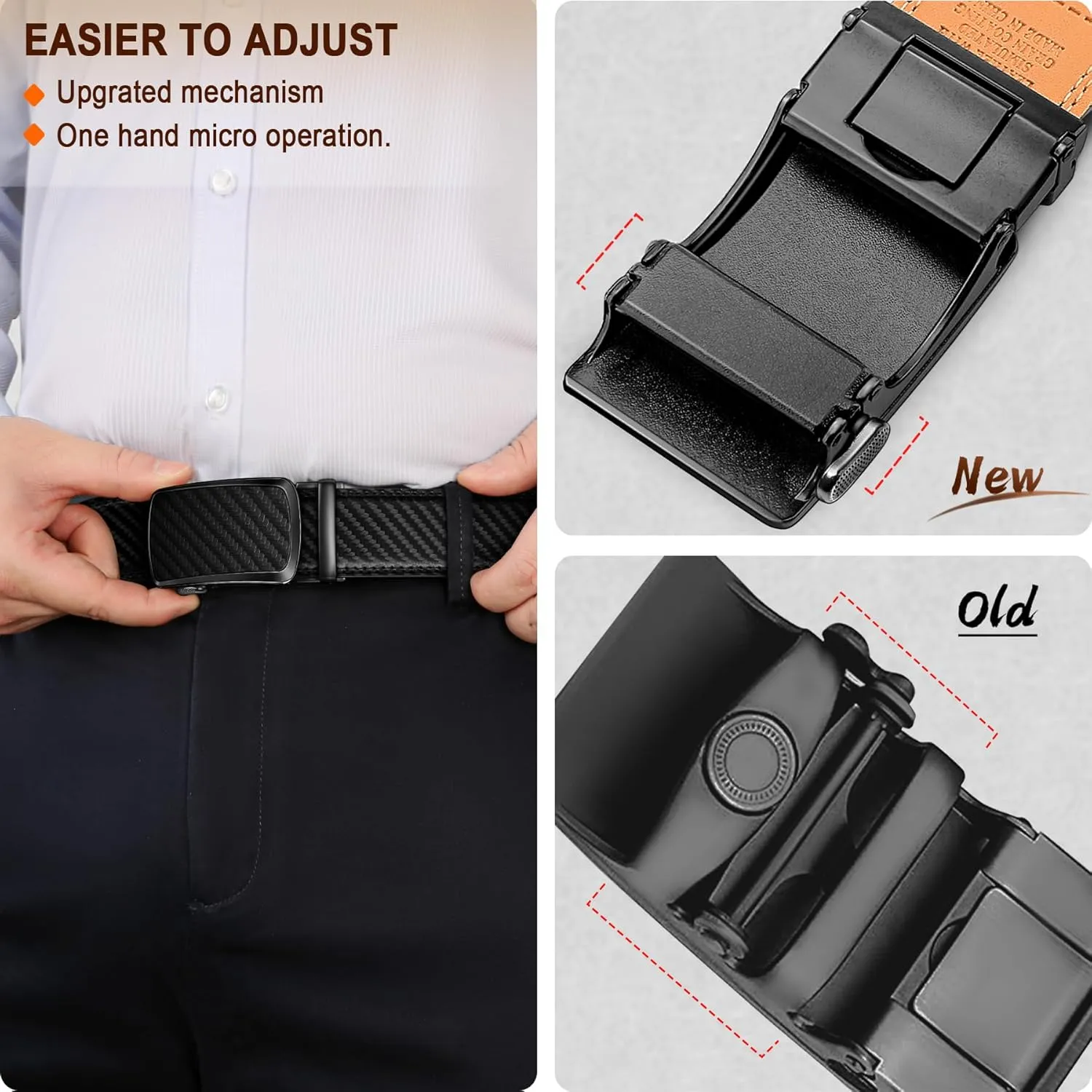 BULLIANT Men's Belt,Brand Ratchet Belt Of Genuine Leather For Gift Men Dress,Size Customized