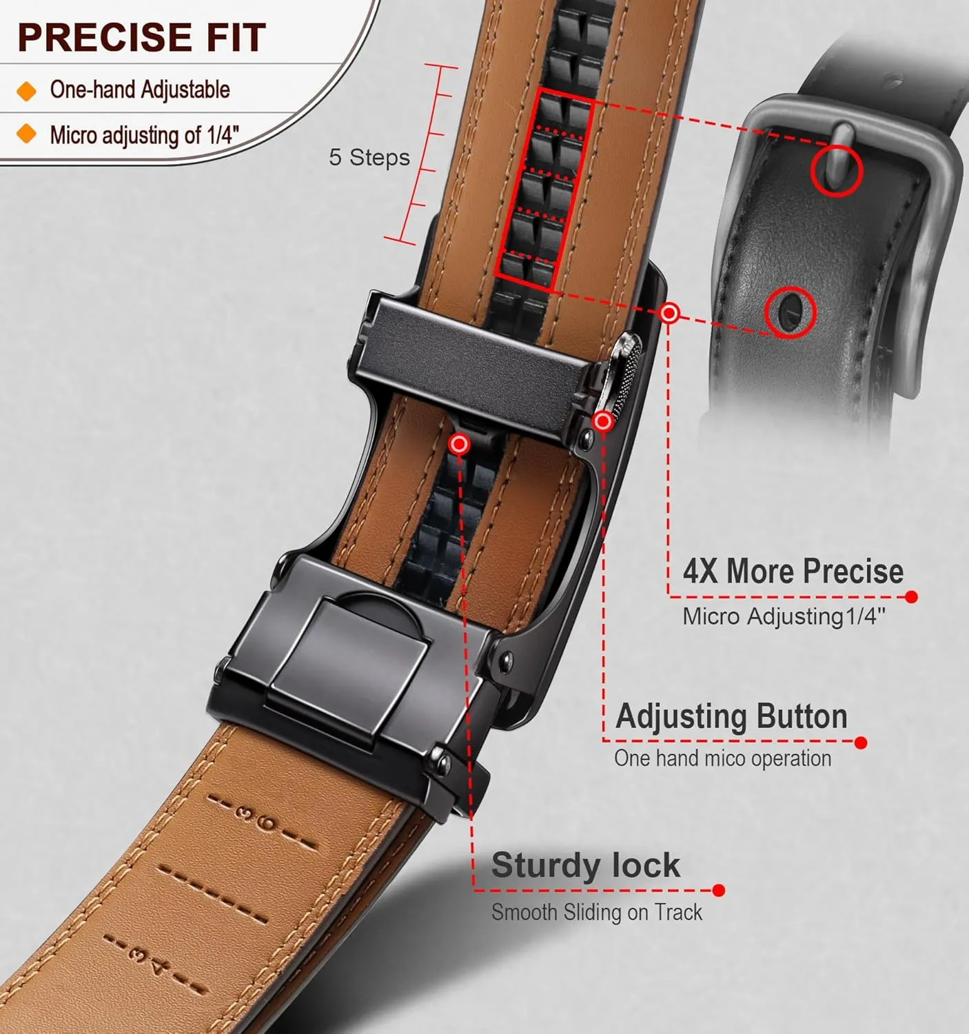 BULLIANT Men's Belt,Brand Ratchet Belt Of Genuine Leather For Gift Men Dress,Size Customized