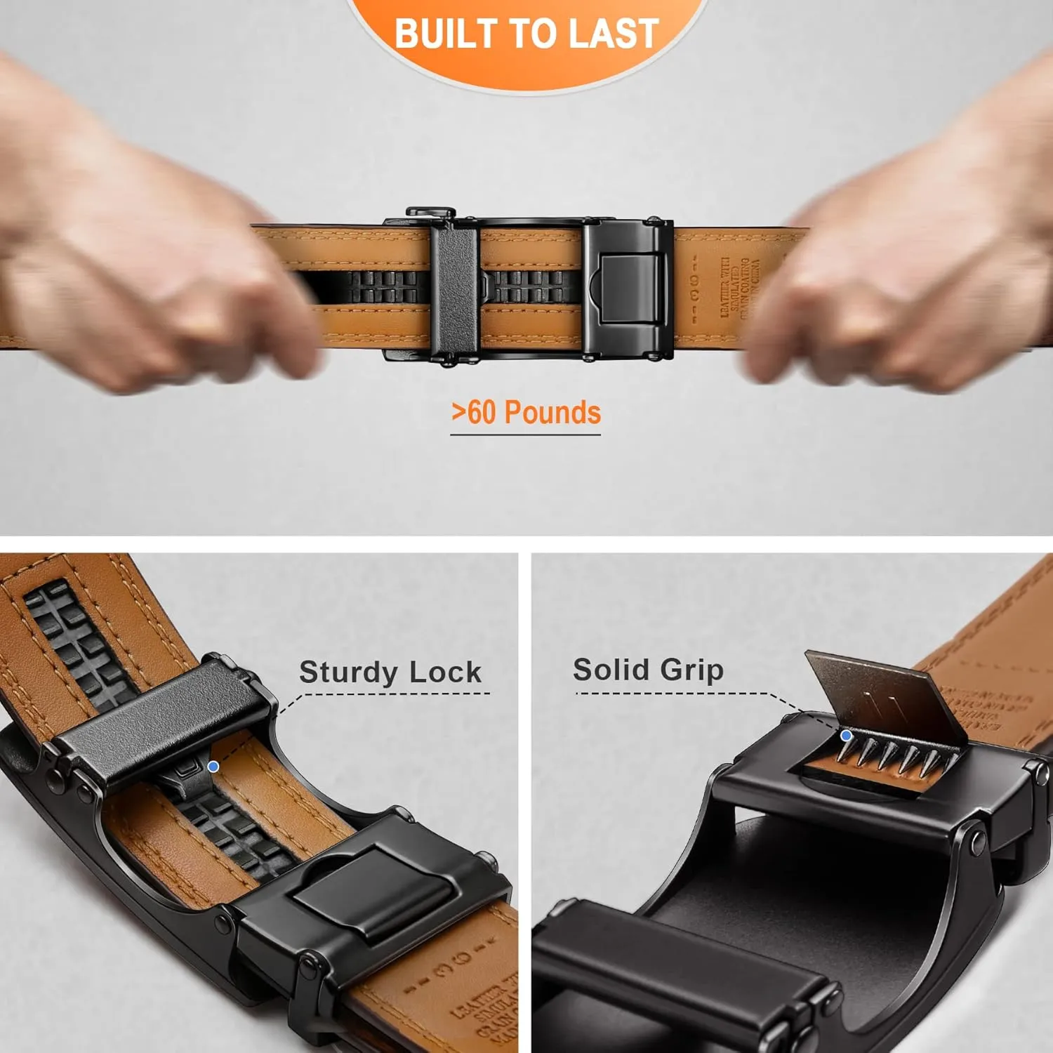 BULLIANT Men's Belt,Brand Ratchet Belt Of Genuine Leather For Gift Men Dress,Size Customized