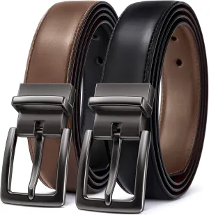 BULLIANT Men's Belt,Reversible Belt Adjustable For Gift Men 1.25”-Cut For Fit-2 Sides in 1 Belt(Not 2)