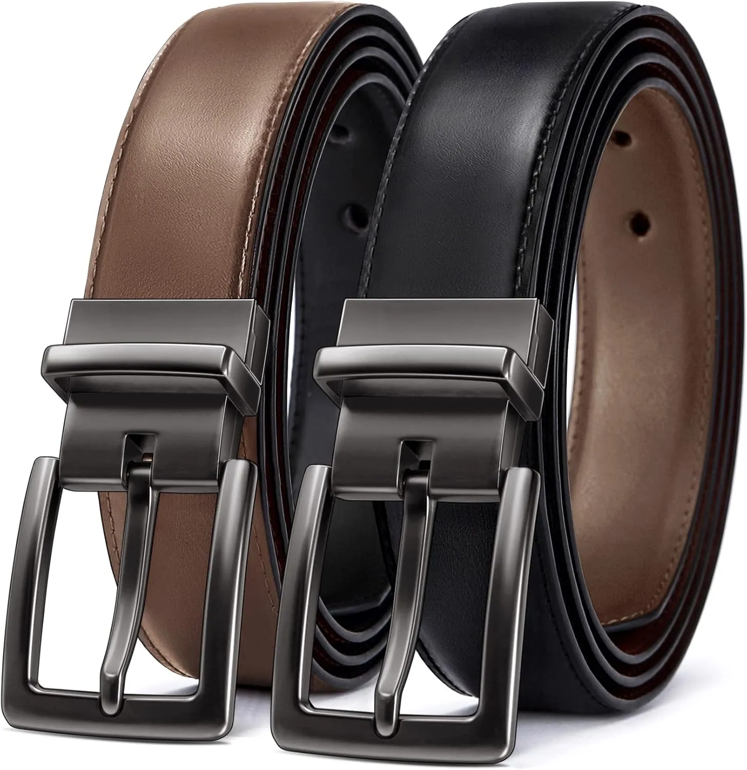 BULLIANT Men's Belt,Reversible Belt Adjustable For Gift Men 1.25”-Cut For Fit-2 Sides in 1 Belt(Not 2)