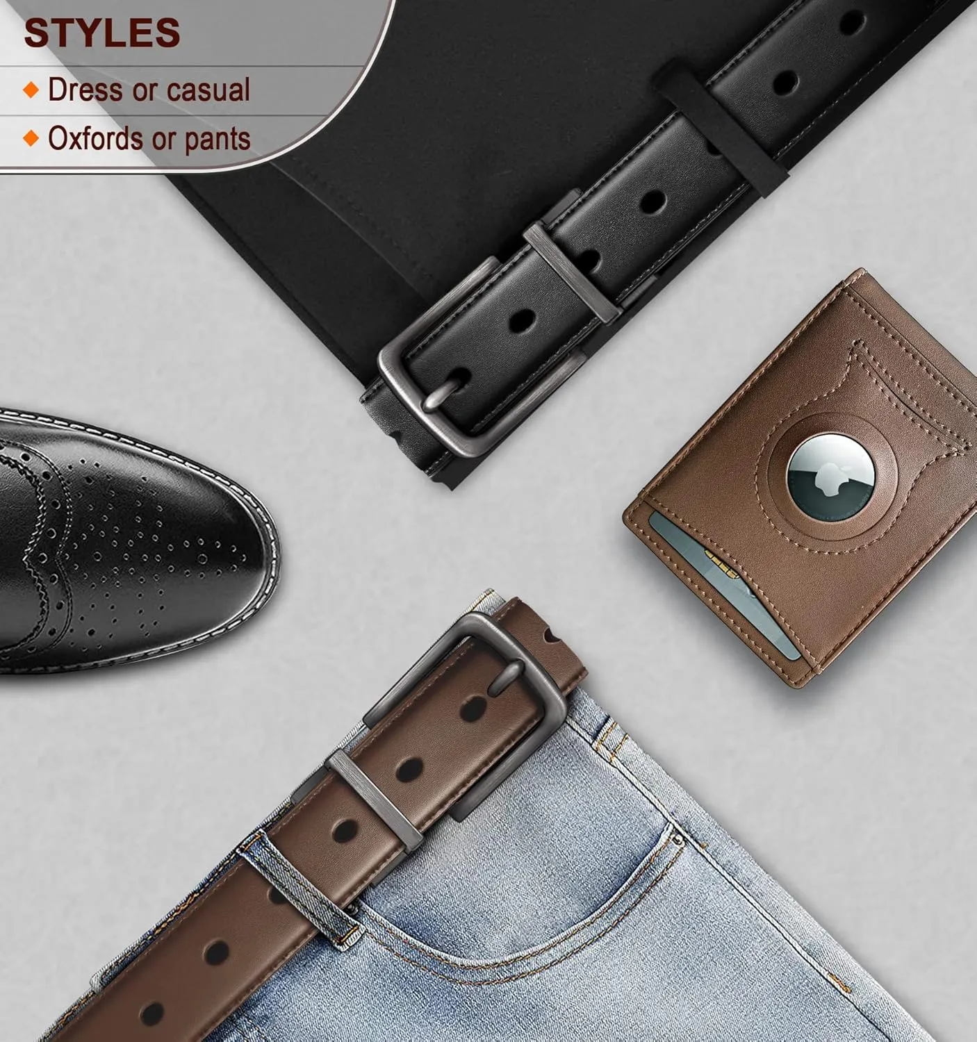 BULLIANT Men's Belt,Reversible Belt Adjustable For Gift Men 1.25”-Cut For Fit-2 Sides in 1 Belt(Not 2)