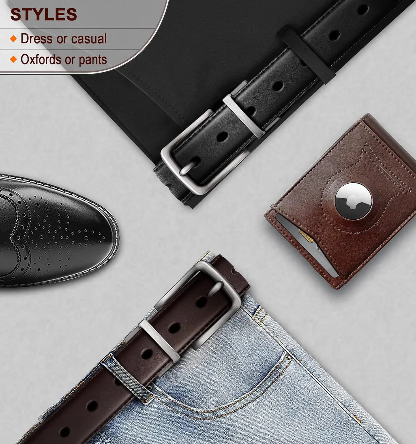 BULLIANT Men's Belt,Reversible Belt Adjustable For Gift Men 1.25”-Cut For Fit-2 Sides in 1 Belt(Not 2)