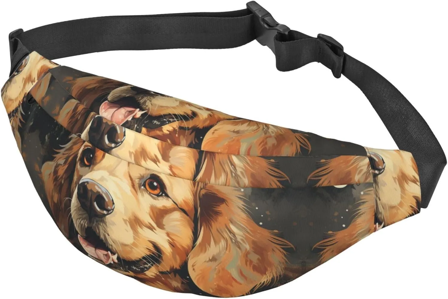 Bumbag Fanny Pack for Women Men Waist Pack Fashion Bum Bag Two Rabbits in Garland Waist Bag for Sport Hiking Travel, Golden Retriever, One Size