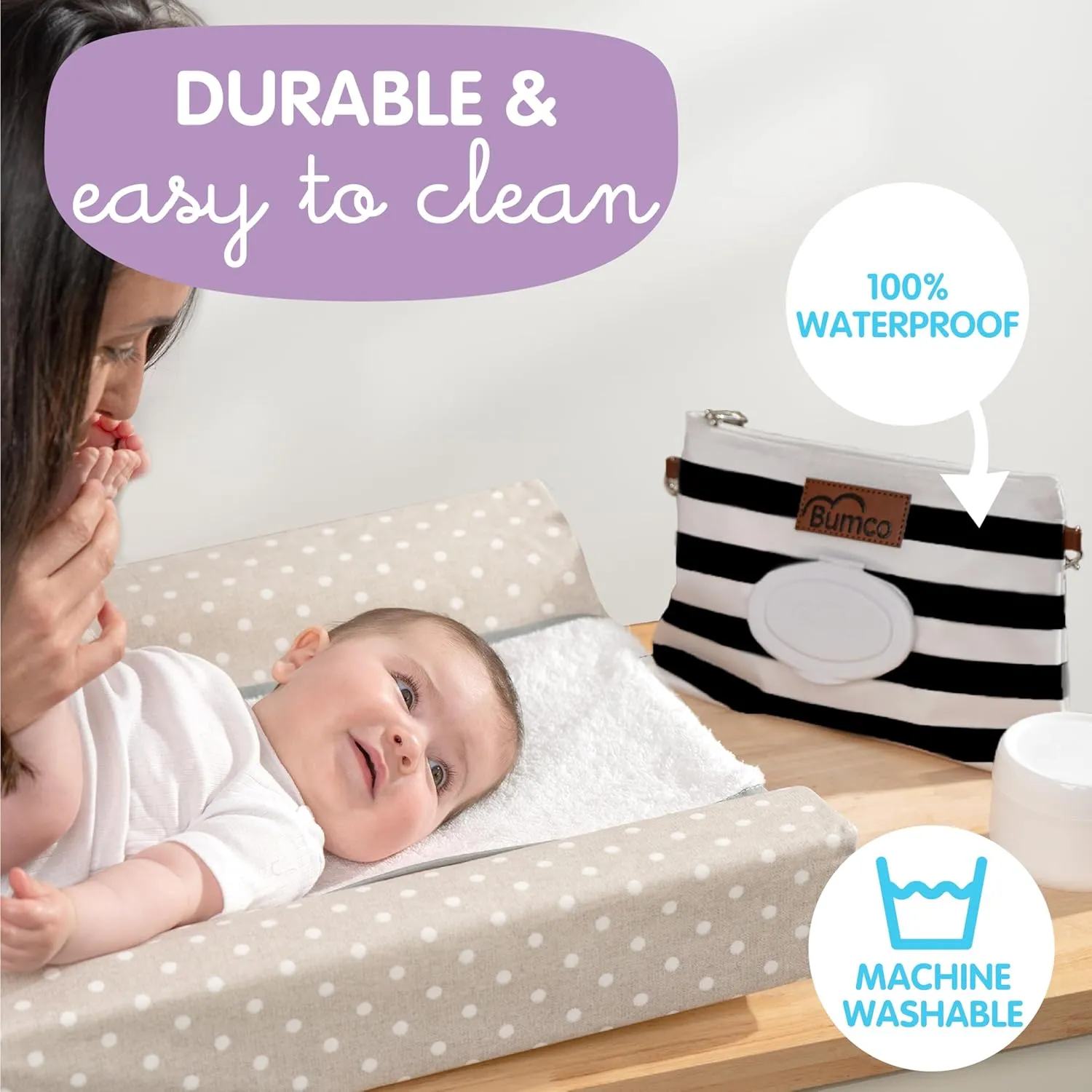 Bumco Diaper Clutch - Portable Wipes Dispenser & Baby Travel Essential, Airtight Baby Wipes Dispenser, Refillable Wipes Container, Travel Baby Essentials, Baby Wipe Dispenser, Diaper Bag Purse
