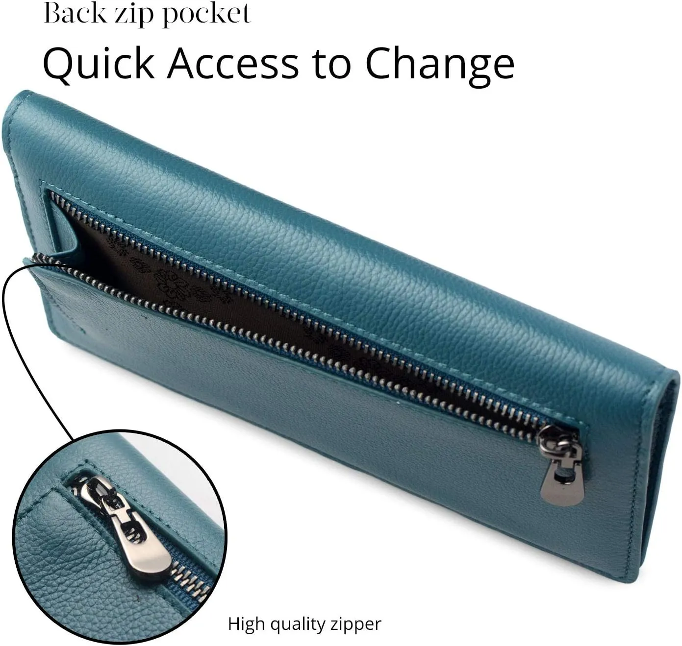 Bveyzi Ultra Slim Thin Leather RFID Blocking Credit Card Holder Bifold Clutch Wallets for Women