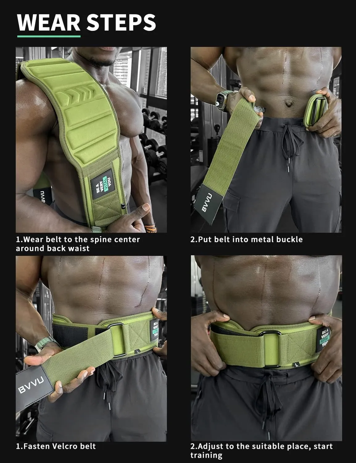 BVVU Weight Lifting Belts for Men Quick Locking Gym Belt for Workout Lumbar Support,Cross Training,Squat Belt Fitness Equipment