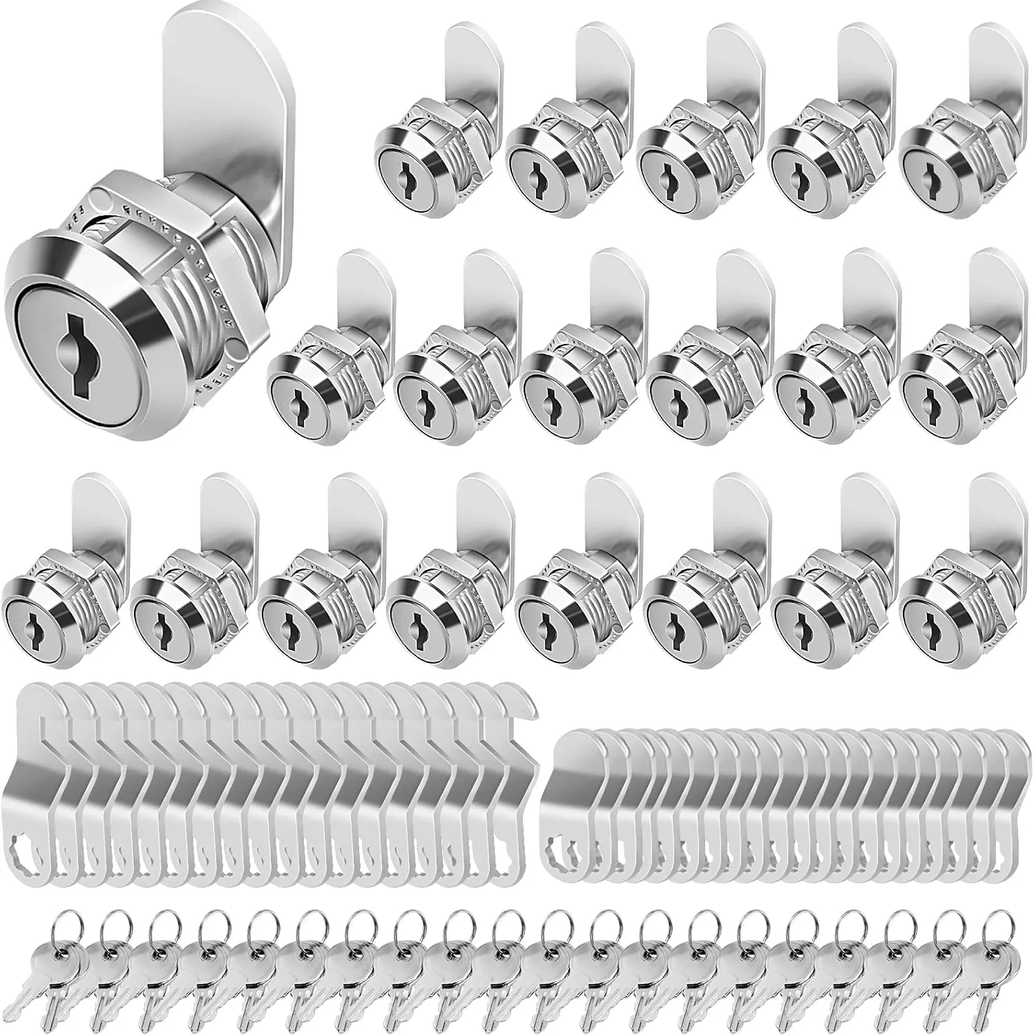 Cabinet Locks with Keys, 5/8" Cam Locks Keyed Alike, Tool Box Lock for Truck Pickup Mailbox Cabinet Cam Lock Toolbox Lock Replacement Set, Zinc Alloy (20 Pack, 5/8 Inch)