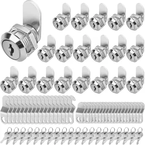 Cabinet Locks with Keys, 5/8" Cam Locks Keyed Alike, Tool Box Lock for Truck Pickup Mailbox Cabinet Cam Lock Toolbox Lock Replacement Set, Zinc Alloy (20 Pack, 5/8 Inch)
