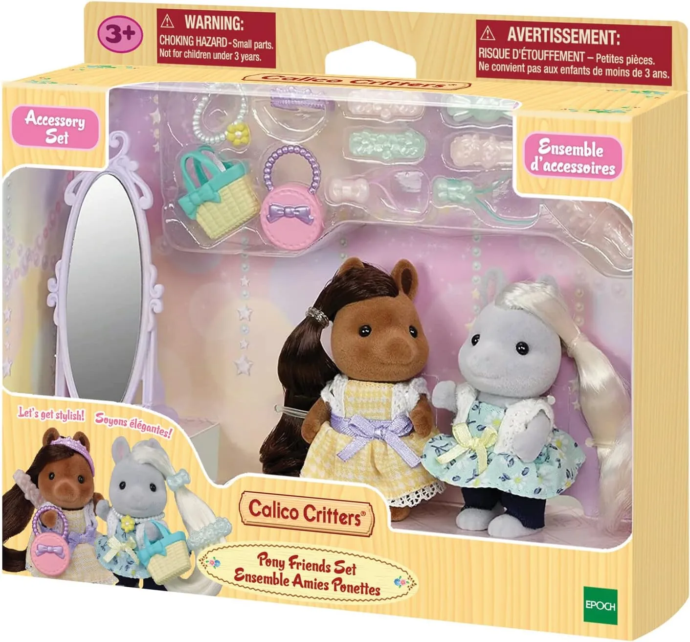 Calico Critters Bella,Giselle Pony Friends Set, Dollhouse Playset with Figures and Accessories