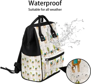 Camel Cactus Cartoon Diaper Bag Mommy Bags With Adjustable Shoulder Strap Waterproof Multifunction Shoulder Bag Travel Large Capacity Backpack for Moms And Dads