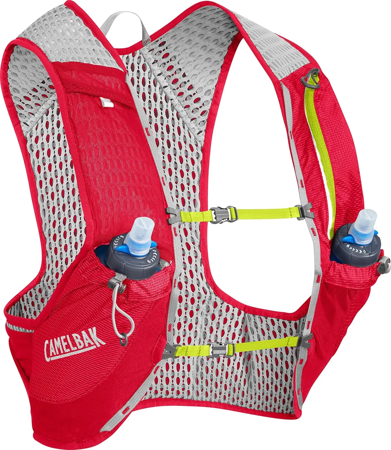 CamelBak Nano Vest 17 oz Quick Stow Flask Hydration Pack, Large, Crimson Red/Lime Punch