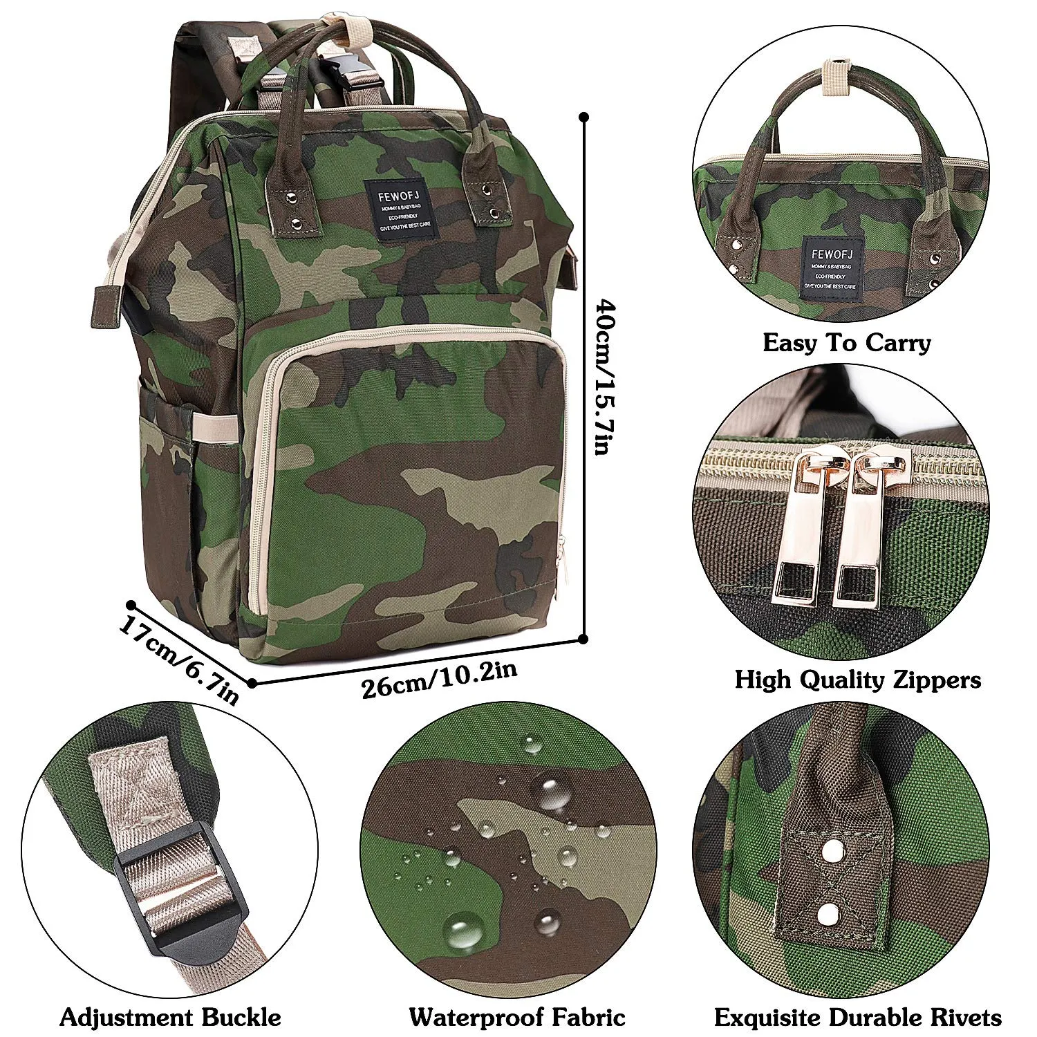 Camo Dad Diaper Bag Backpack for Baby Boy, Large Tactical Nappy Bags for Mens Travel