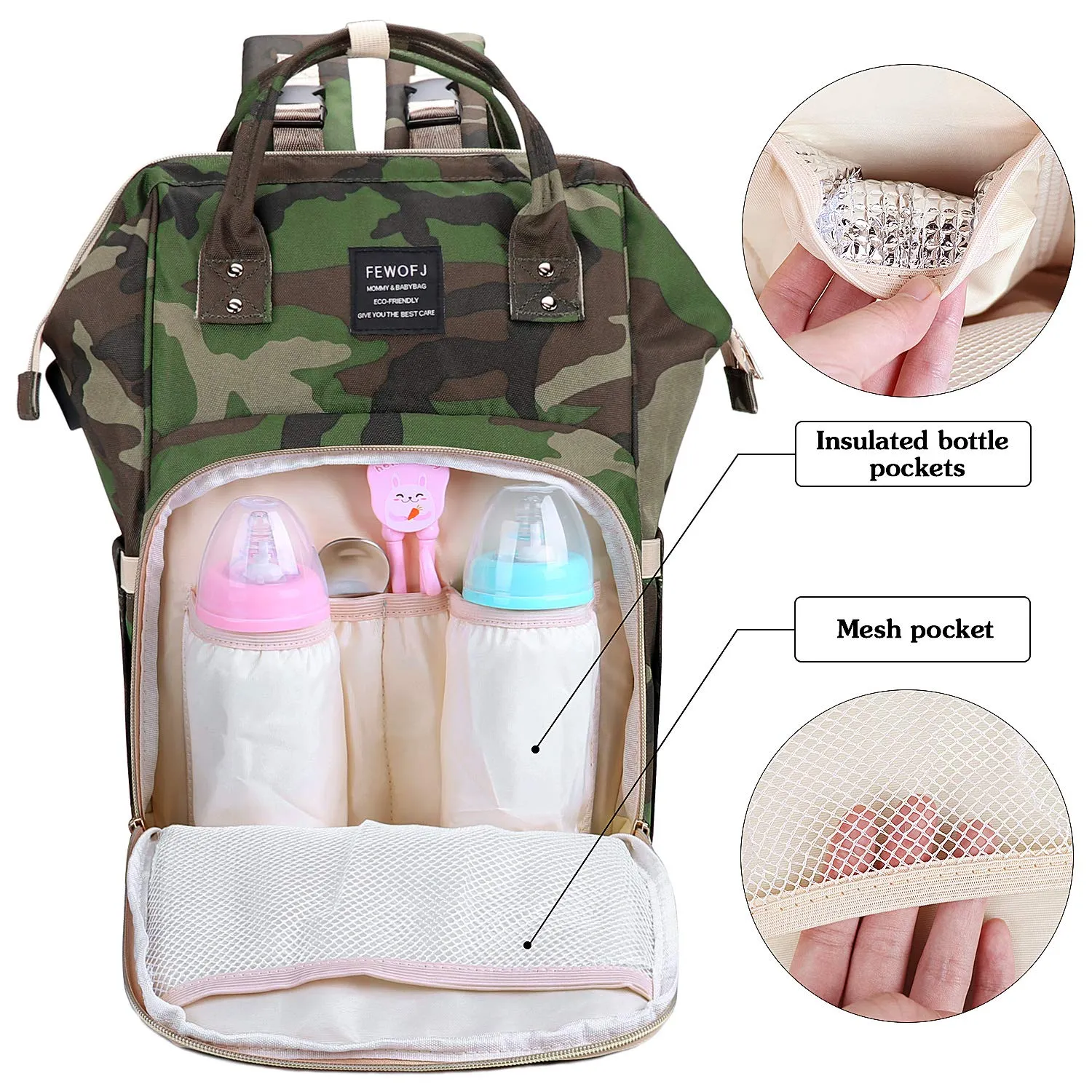 Camo Dad Diaper Bag Backpack for Baby Boy, Large Tactical Nappy Bags for Mens Travel