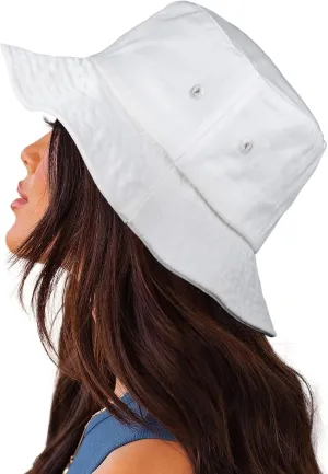 Camptrace Bucket Hats for Women Men Washed Cotton Bucket Hat Packable Sun Hats Summer Beach Hat with Detachable String Canvas